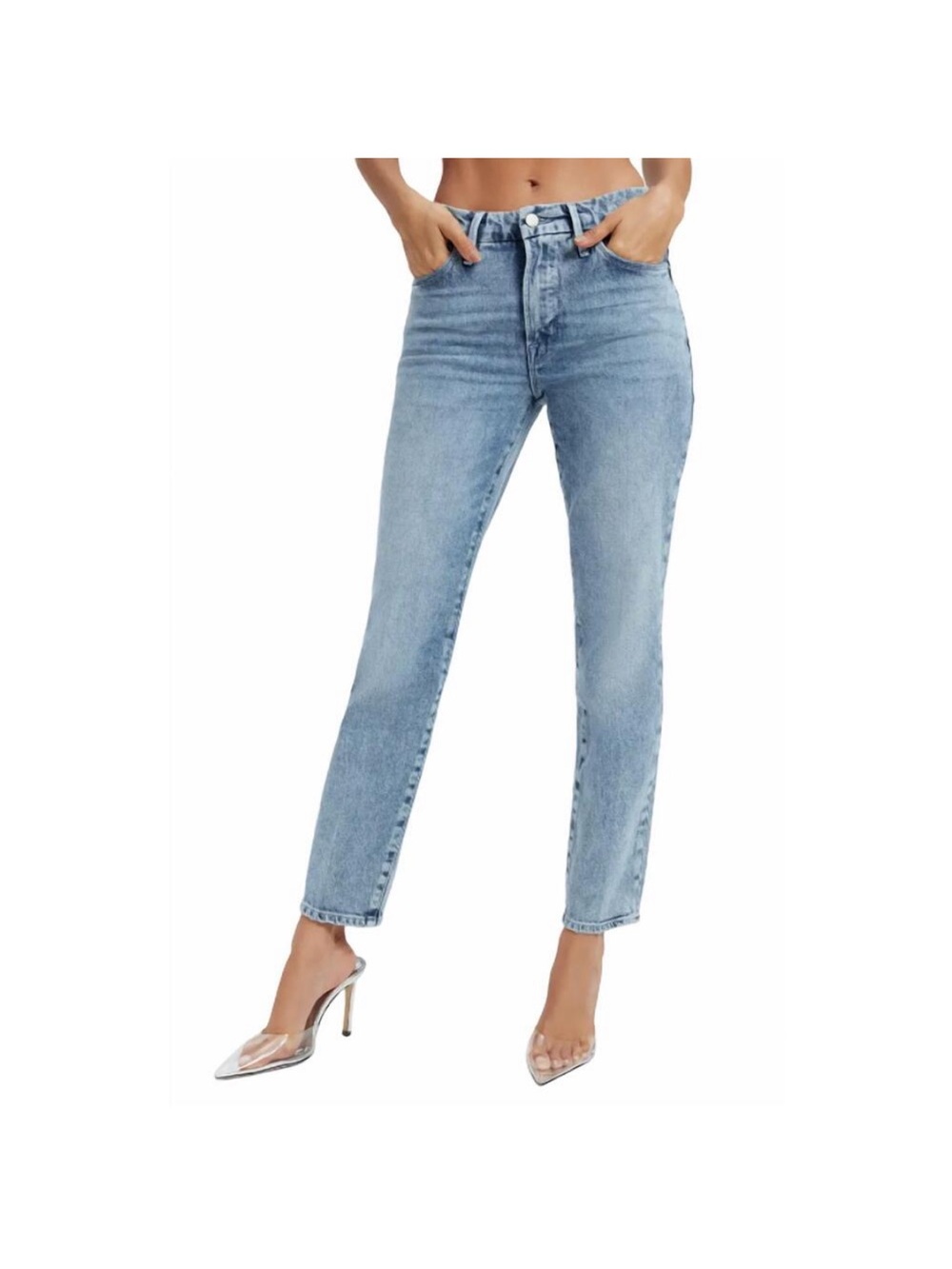Good American High-Rise Straight Jeans - Light Blue Wash. size 16